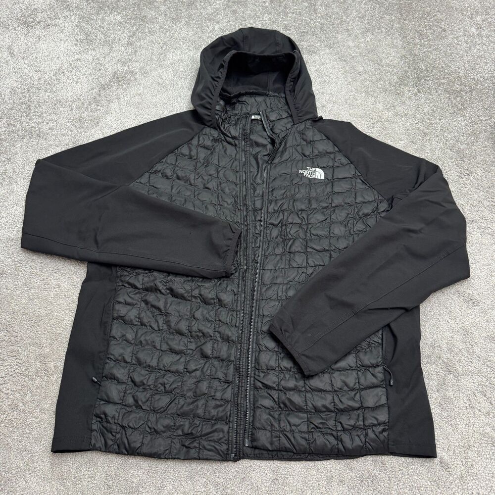 The North Face ThermoBall Hybrid Hoodie Jacket Mens XL Black Quilted Outdoor